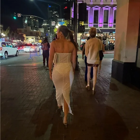 Meshki White Strapless Beaded Maxi Dress - Picture 2 of 3